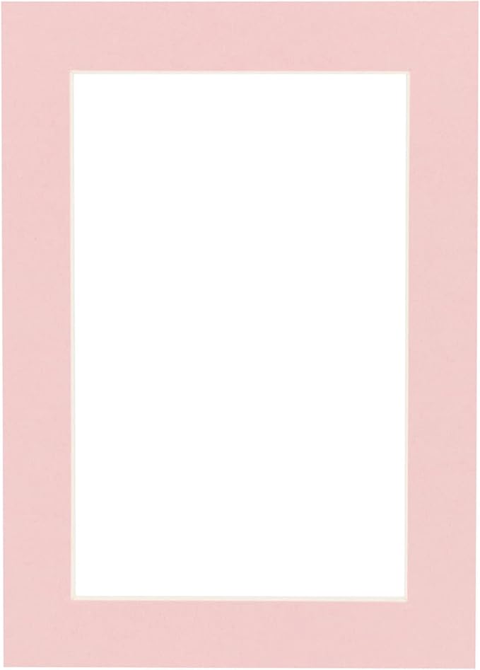 Pack of Ten Acid Free 8.5x11 Mats Bevel Cut for 7x9 Photos - Pink Precut Matboards With Backing Boards and Self Seal Photo Mat Bags For Pictures, Photos, Framing - 4-ply Thickness