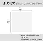 BANLTRE 5 Pack 24" x 24" 10mil/0.25mm Thick Clear Blank Stencil Sheet for Cutting,Craft Plastic Sheets (24" x 24" / 10mil)