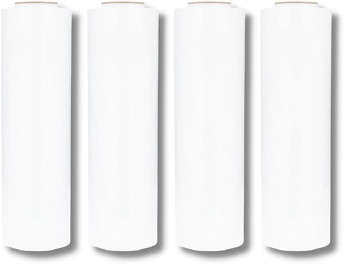 PSBM White Stretch Wrap, 15 Inch x 1476 Feet, 72 Pack, Tinted Pre-Stretched Shrink Wrap Film for Moving, Packaging, Pallet Wrapping