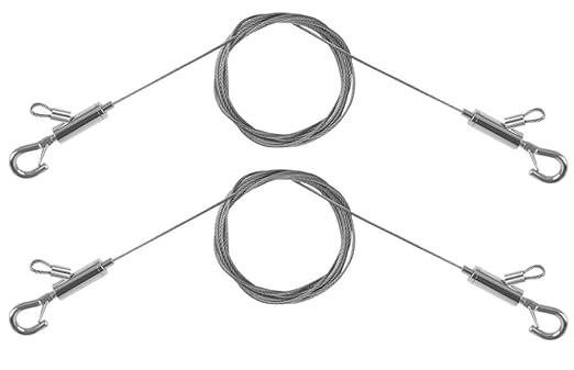 2PCS Adjustable Picture Hanging Wire 0.5m x 1.5mm Large Hooks, Picture Frame Wire Kit Heavy Duty 100lbs, Stainless Steel for Art, Mirror, Light Lamp, Billboards, Basket Flowerpot