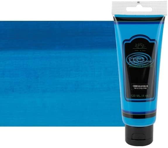 Creative Inspirations Acrylic Paint - Cerulean Blue - 120 mL Tube - Smooth & Creamy Consistency, Vibrant Pigmentation, Great Coverage for Artists - Clean Up with Soap & Water