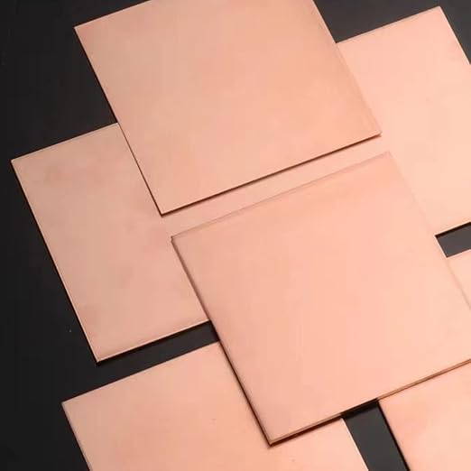 4 Pcs 99.9% Pure Copper Sheet Metal, 6" x 6", 20 Gauge(0.8mm) Thickness, Double Sided Film Attached Copper Sheets Plates for Crafting, Modelers, Jewelry, Repairs, Electrical