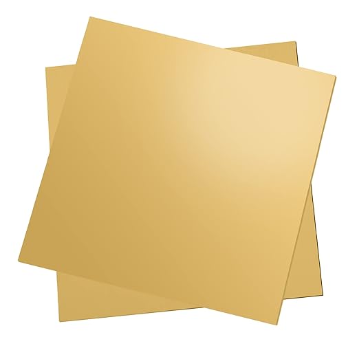 2 Pcs Brass Sheet, 6" x 6", 20 Gauge(0.8mm) Thickness, No Scratches, Film Attached Brass Plates
