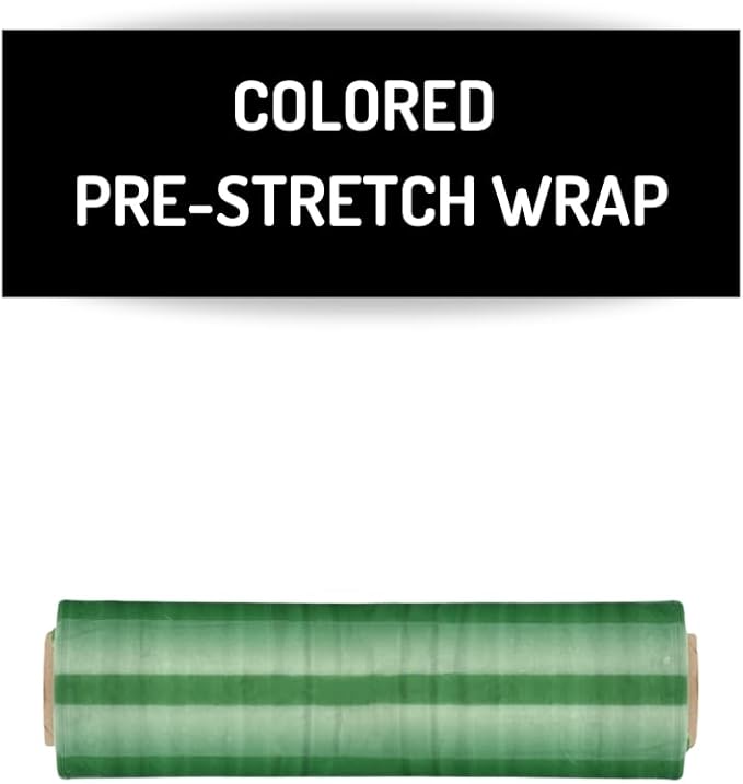 PSBM Green Stretch Wrap, 15 Inch x 1476 Feet, 72 Pack, Tinted Pre-Stretched Shrink Wrap Film for Moving, Packaging, Pallet Wrapping