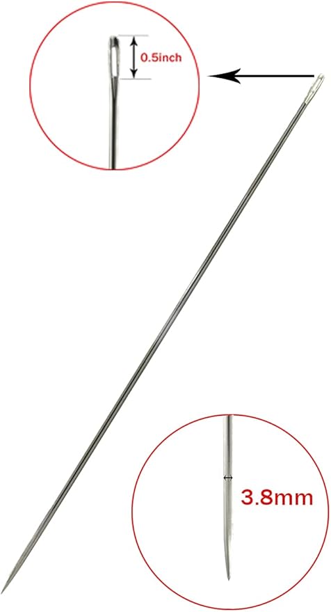 MJMP 12" Professional Upholstery Large Eye Long Needle Easy to Thread,Used for Furniture Weaving Leather Hand Sewing. (12")