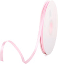 1/4" x 100 Yards Light Pink Polyester Satin Ribbon Single Faced Bulk Fabric Ribbons for Gift Wrapping, Crafting and DIY Projects, Hair Accessories, Tiny Bows