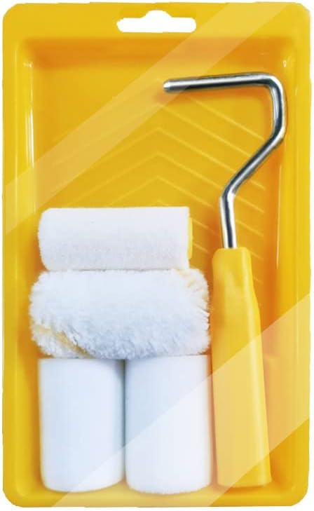 RZJZGZ Mini Foam Paint Roller Painting Decorating Touch Up Trim Kit 2 inch Small Paint Roller Tray Set with High-Density Foam Roller Covers, Mini Wool Brush,2" Paint Frame, Pack of 6