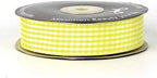 Yellow and White Gingham Ribbon Christmas Ribbon 25 Yards Each Roll 100% Polyester (1", Yellow)