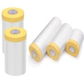 Pre-Taped Masking Film-43inx65ft Tape and Drape Painters Plastic Rolls, Plastic Painting Film for Automotive Painting Covering,Protective Drop Film for Furniture, Car, Floor (2rolls, 43in×65ft)