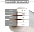 PSBM Stretch Wrap, 4 Pack, 17 Inch x 1476 Feet, 48 Gauge, Clear Plastic Cling, Cast Hand Stretch Film Rolls for Packaging Moving Packing Pallets
