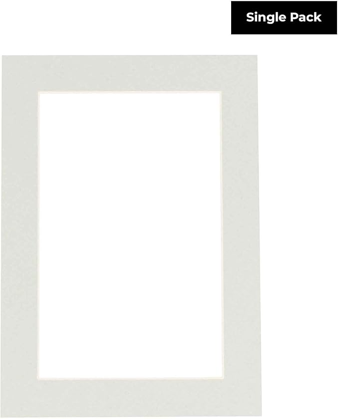 8.5x11 Mat Bevel Cut for 7x9 Photos - Acid Free Grey Precut Matboard with Backing Board and Crystal Clear, Self Seal Photo Mat Bag - for Pictures, Photos, Framing - 4-ply Thickness