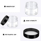 12 Pack 3 oz Plastic Container Jars with Lids Round Clear Travel Cosmetic Container Jars for Toiletries, Lotion, Cream, Ointments, Makeup, Rhinestone, Samples, Kitchen Storage (Black)