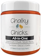 Chalky Chicks All-in-One Chalk Paint for Furniture or Cabinet - 4 Fl Oz - Matte Finish Pumpkin Pie Orange for Metal, Wood Furniture Paint - No Sanding All-in-One for Home Decor & Crafts, USA Made