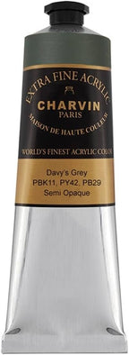 Charvin Extra Fine Professional Acrylic Paint - Davy's Grey, 60ml Tube, Triple-Milled, Lightfast Pigments, Open Stock Artist Acrylic Paints in Nature-Inspired Hues