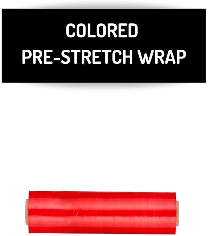 PSBM Red Stretch Wrap, 15 Inch x 1476 Feet, 72 Pack, Tinted Pre-Stretched Shrink Wrap Film for Moving, Packaging, Pallet Wrapping