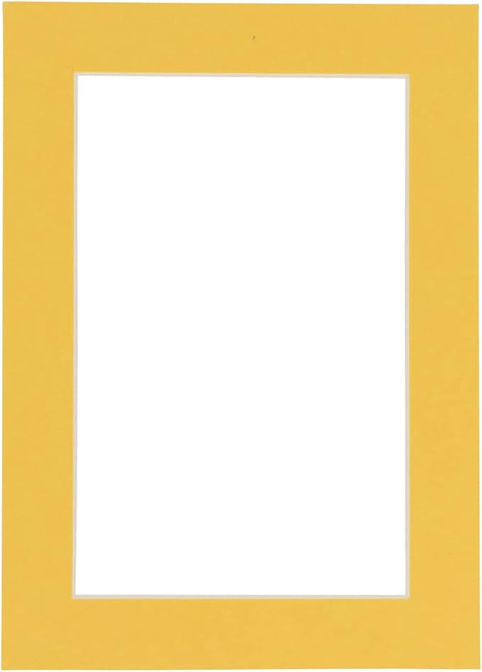 Pack of 25 Acid Free 8x10 Mats Bevel Cut for 6x8 Photos - Chamois Yellow Precut Matboards For Pictures, Photos, Framing - 4-ply Thickness