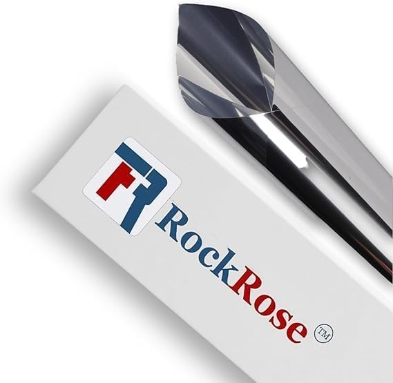 Rockrose Professional Window Tint for Home – One Way Privacy Window Film for Home Offices Heat Blocker Reflective Adhesive Mirror Tint with 99% UV Block – Silver 36in x 100FT