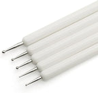 4 Set Embossing Stylus Double End Tracing Dotting Tool, 20 Pcs Ball Embossing Stylus Double End Tracing Dotting Tool for Pottery Clay Craft, Embossing Art (White)