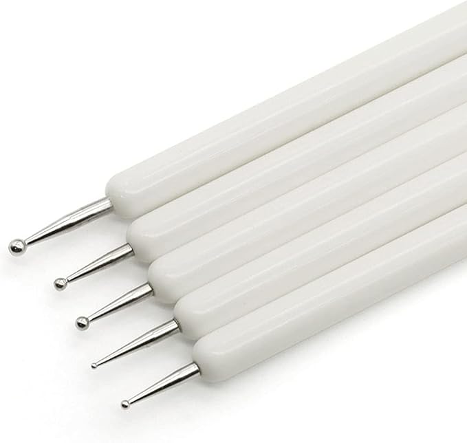 4 Set Embossing Stylus Double End Tracing Dotting Tool, 20 Pcs Ball Embossing Stylus Double End Tracing Dotting Tool for Pottery Clay Craft, Embossing Art (White)
