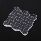 1PC Acrylic Stamp Blocks with Grid Lines, Transparent with Curve Edges Essential Stamping Tools for Scrapbooking Crafts Making (7.5x7.5cm)
