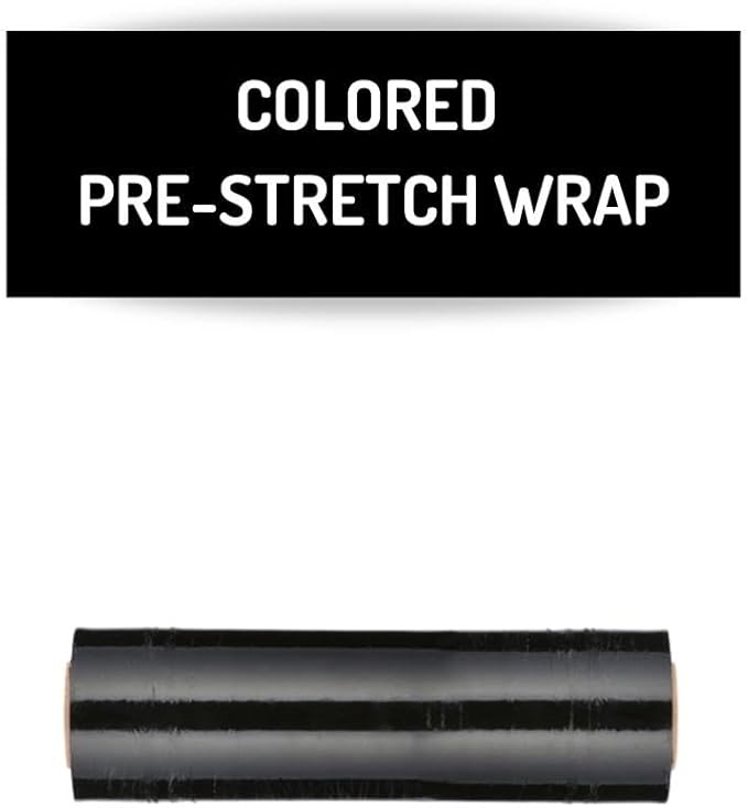 PSBM Black Stretch Wrap, 15 Inch x 1476 Feet, 8 Pack, Tinted Pre-Stretched Shrink Wrap Film for Moving, Packaging, Pallet Wrapping