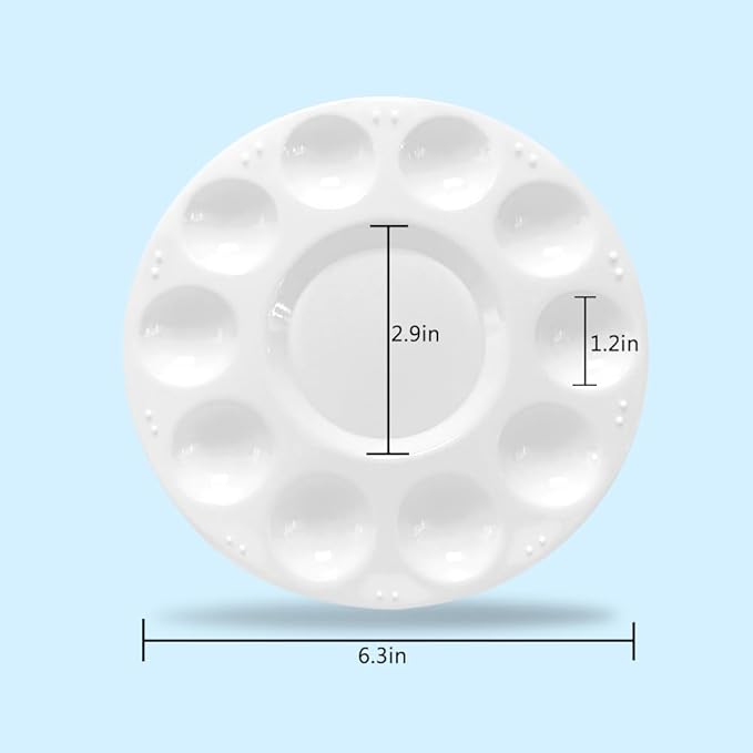 Hulameda 10pcs Paint Tray Palettes,Plastic Round Pallet for Kids or Pupils to Painting, DIY Craft at Home, Kindergarten or School