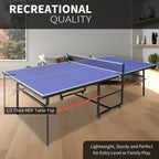 8ft/9ft Mid-Size Table Tennis Table Foldable & Portable Ping Pong Table Set for Indoor Games with Net, 2 Table Tennis Paddles and 3 Balls