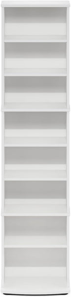 Adjustable Shelves Multimedia Storage Tower Rack with Spacious Media Organization, Durable Design, Versatile Rack for DVDs, CDs, Games, and More White/8 Tier