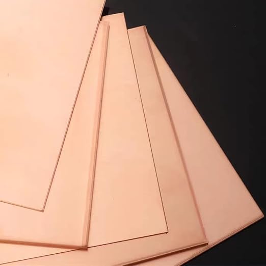 4 Pcs 99.9% Pure Copper Sheet Metal, 6" x 6", 28 Gauge(0.3mm) Thickness, Double Sided Film Attached Copper Sheets Plates for Crafting, Modelers, Jewelry, Repairs, Electrical