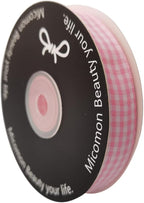Pink Gingham Plaid Checked Ribbon 25 Yards Each Roll 100% Polyester (5/8",Pink)