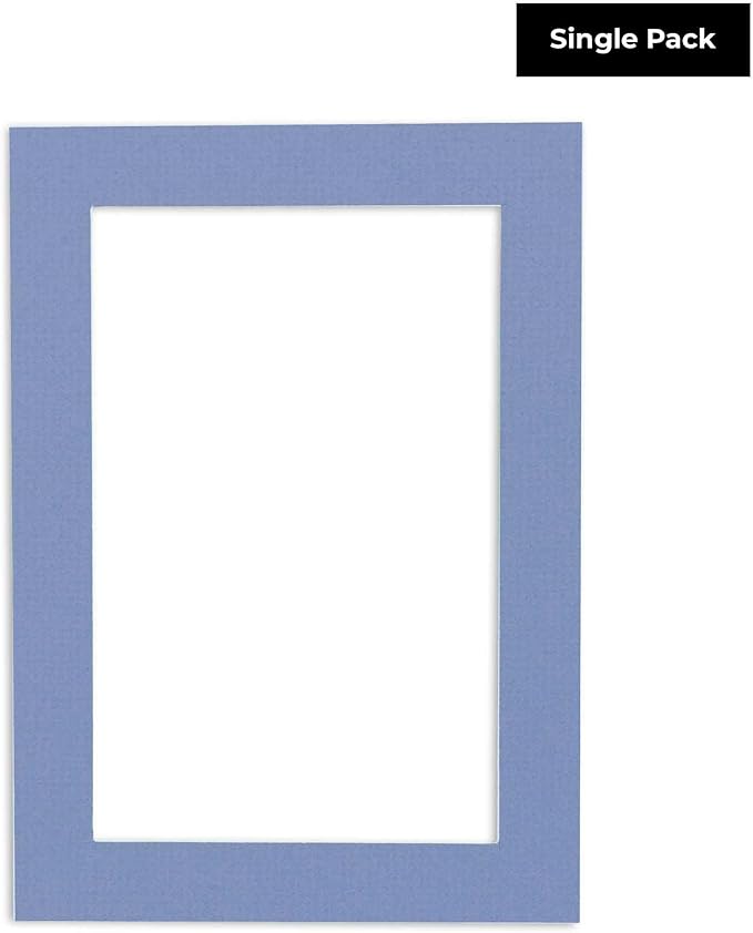 8x10 Mat Bevel Cut for 5.5x8.5 Photos - Acid Free Brittany Blue Precut Matboard With Backing Board and Crystal Clear, Self Seal Photo Mat Bag - For Pictures, Photos, Framing - 4-ply Thickness