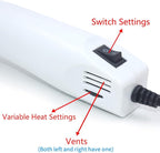 mofa Temp Regulation Heat gun,6.6ft Cable 300W Hot Air Gun for Crafting,Acrylic Paint Dryer Multi-Purpose Electric Heating Nozzle(White,Blue)