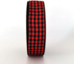 Red and Black Gingham Plaid Checked Ribbon 25 Yards Each Roll 100% Polyester (1",BlackRed)