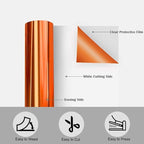 Tvinyl Warehouse Orange Foil HTV Metallic Heat Transfer Vinyl Roll 12" x 6FT for All Cutter Machine
