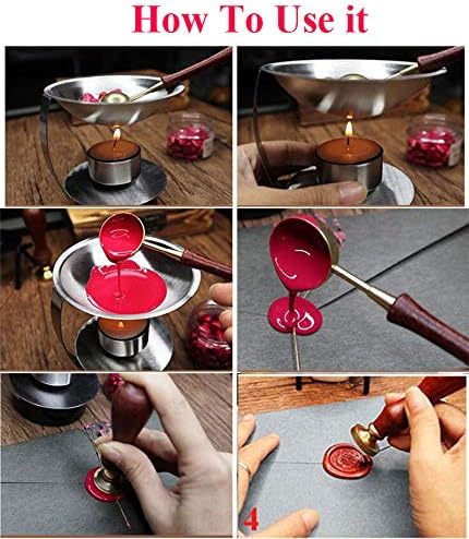 Vintage Santa Claus Monogram Wedding Wax Seal Stamp Kit Wooden Handle Melting Spoon Stick Wood Christmas Gift Box Set Invitation Gift Wrap Sealing Wax Seal Stamp Set
