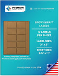 Premium Label Supply Brown Kraft Sticker Labels – 3" x 2" – Laser/Inkjet Compatible – (10 per Sheet), 500 Sheets – 5,000 Total Adhesive Labels