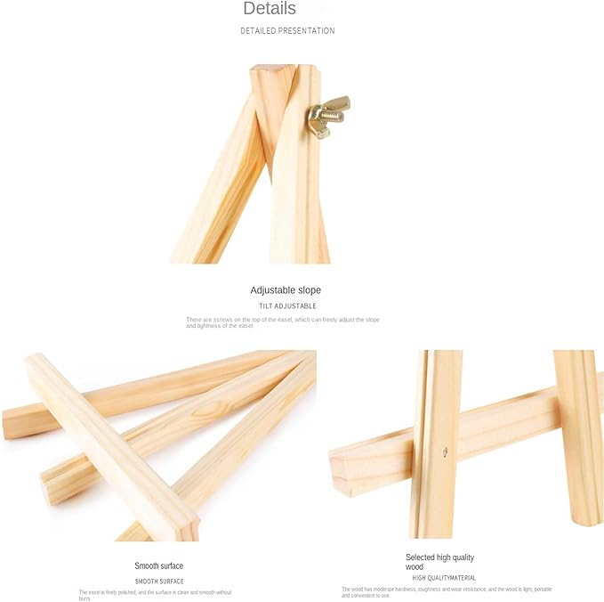9.4" Tall Natural Pine Wood Tripod Easel Photo Painting Display Portable Tripod Holder Stand& Adjustable Wooden Tripod Tabletop Holder Stand for Canvas