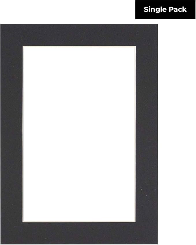 Poster Palooza 8x10 Mat Bevel Cut for 5x8 Photos - Acid Free Black Precut Matboard With Backing Board and Crystal Clear, Self Seal Photo Mat Bag - For Pictures, Photos, Framing - 4-ply Thickness