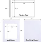 Egofine Pack of 5 White Pre-Cut Mat Board 11x14 Picture Mat for 8x10 Photo with White Core Bevel Cut Mattes Sets. Includes 5 High Premier Acid Free Mats & 5 Backing Board & 5 Clear Bags