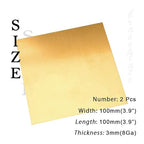 8 Gauge Brass Sheet，H62 Brass Plates Metal 0.118" Thickness x 3.9" Width x 3.9" Lenght, for Models, Crafts, Repairs, Electrical, 2Pcs