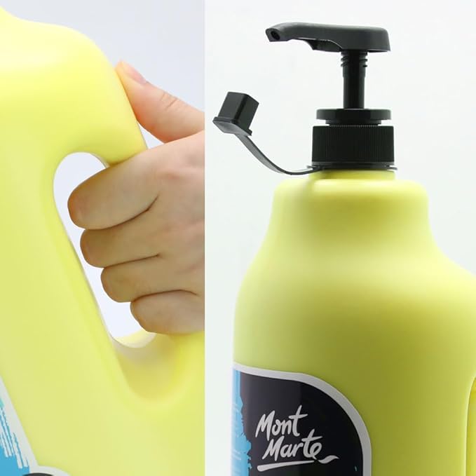 Mont Marte Discovery School Acrylic, 2 PACK, Lemon Yellow, 1/2 Gallon (2 Liter). Ideal for Students and Artists. Excellent Coverage and Fast Drying. Pump Lid Included.