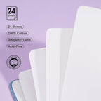 Lightwish Square Watercolor Journal,100% Cotton,300gsm/140lb,Acid-Free,24 Sheets Hot Press Watecolor Paper Sketchbook for Artists Adults Students,4.7 * 4.7 Inches
