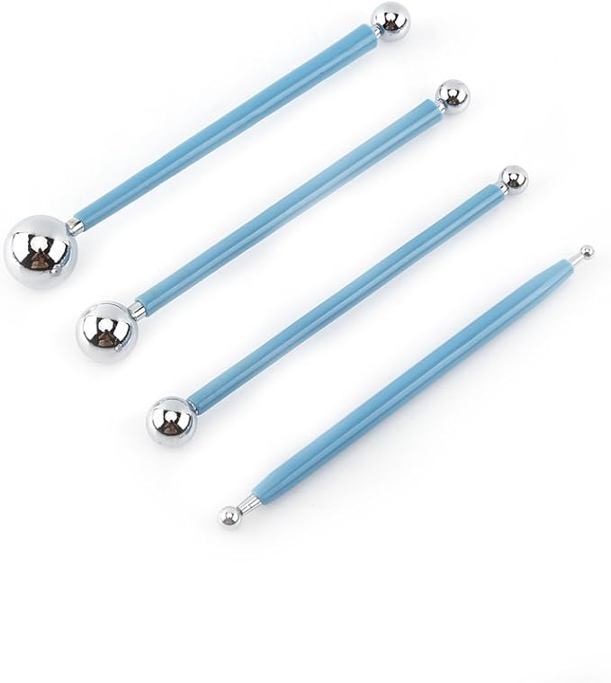 4 Pcs Modeling Ball Tools Double Ended 8 Ball Stainless Steel Dotting Modeling Tools Clay Indentation DIY Ceramics Pottery Carving Tool Embossing Sculpting Set