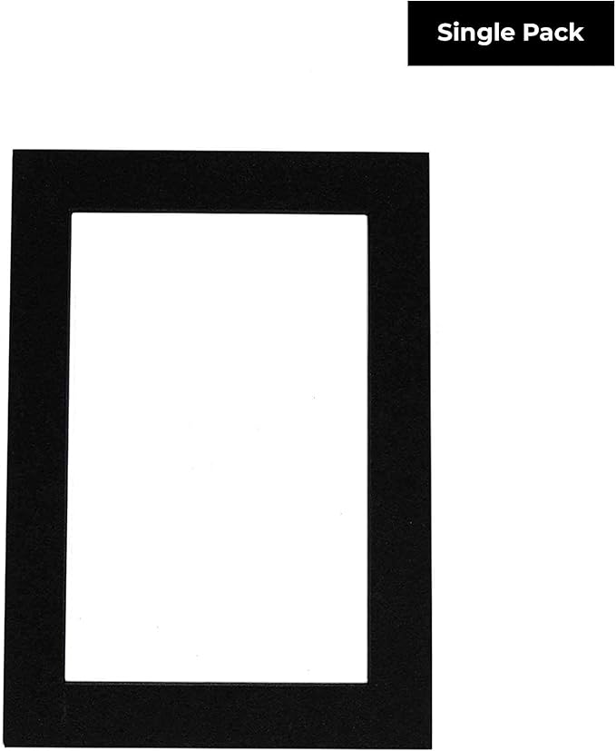 8x10 Mat Bevel Cut for 5.5x8.5 Photos - Acid Free Black with Black Core Precut Matboard With Backing Board and Crystal Clear, Self Seal Photo Mat Bag - For Pictures, Photos, Framing - 4-ply Thickness