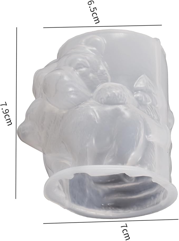 Bear Cylinder Animal Candle & Clay Jewelry Resin Casting Molds - 3D Silicone Mold for Craft Supplies