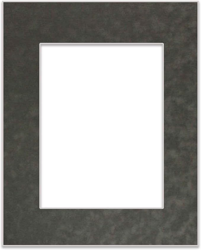 Pack of 25 Acid Free 8.5x11 Mats Bevel Cut for 7x9 Photos - Dark Grey Suede Precut Matboards For Pictures, Photos, Framing - 4-ply Thickness