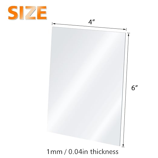 Egofine Plexiglass Sheets Acrylic Sheets 12 Pack of 4x6’’ 0.04 Thick Clear Plastic Cast Transparent Plexi Glass for Crafting Projects, Replacement Picture Frame Glass, DIY Display, Easy to Cut