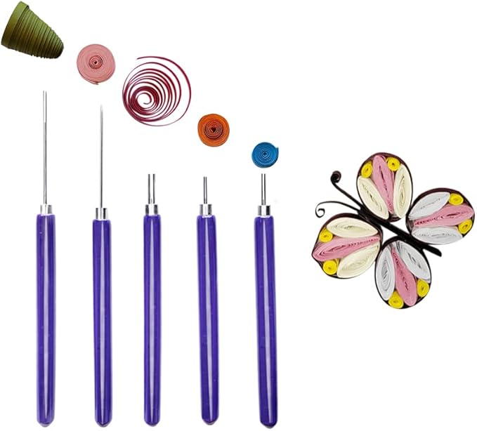 XIWUMOER 8PCS,Quilling Needles,Quilling Knitting Board,Quilling Kits,Paper Quilling Tools,Quilling Curling Coach,Paper Craft DIY Tools,Assorted Sizes Rolling Curling Quilling Needle Pen, (Pink)