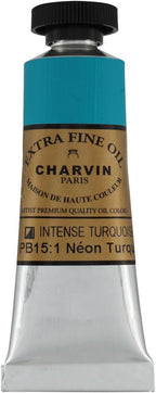 Charvin Extra Fine Oil Paint, Intense Turquoise 20 mL - Triple-Milled, Rich Texture, Poppy Oil-Based, Light-Fast, Handmade, Archival Quality