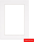 8x10 Mat Bevel Cut for 5x8 Photos - Acid Free White Precut Matboard with Backing Board and Crystal Clear, Self Seal Photo Mat Bag - for Pictures, Photos, Framing - 4-ply Thickness
